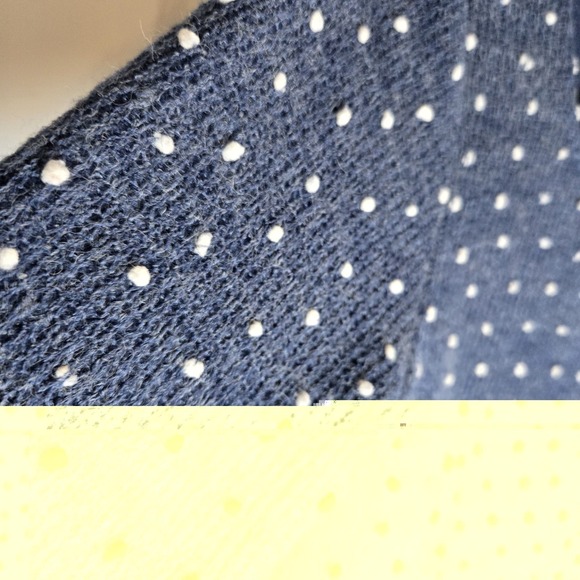 A'reve sweater Sz SM Navy Swiss Dot Lace Trim On Bottom - Picture 5 of 7